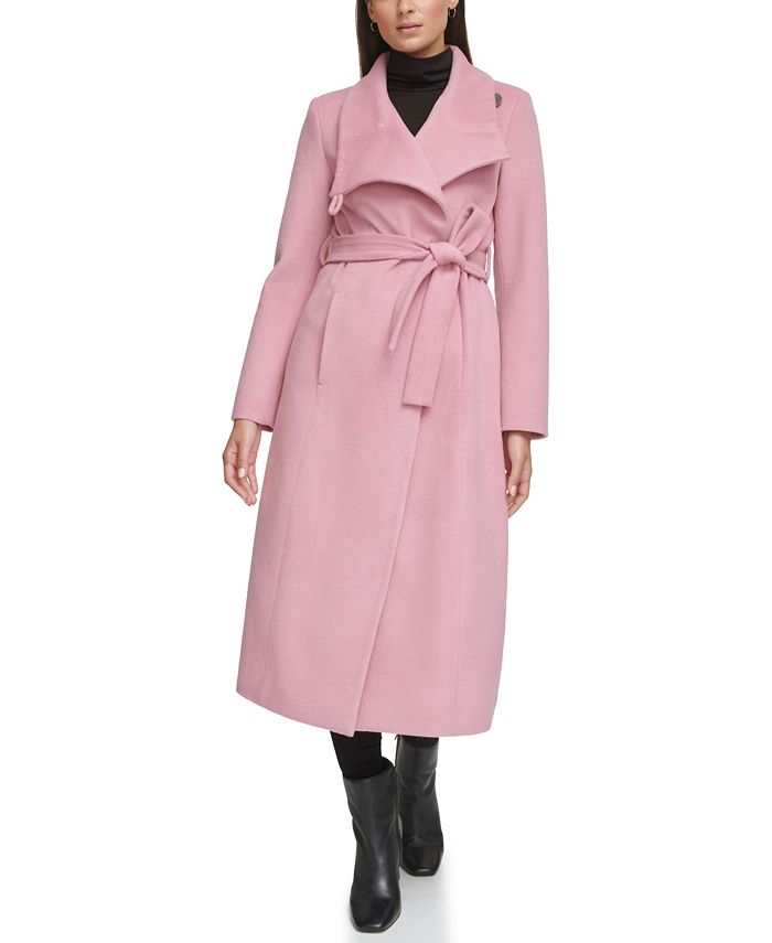 Women's Belted Maxi Wool Coat with Fenced Collar
