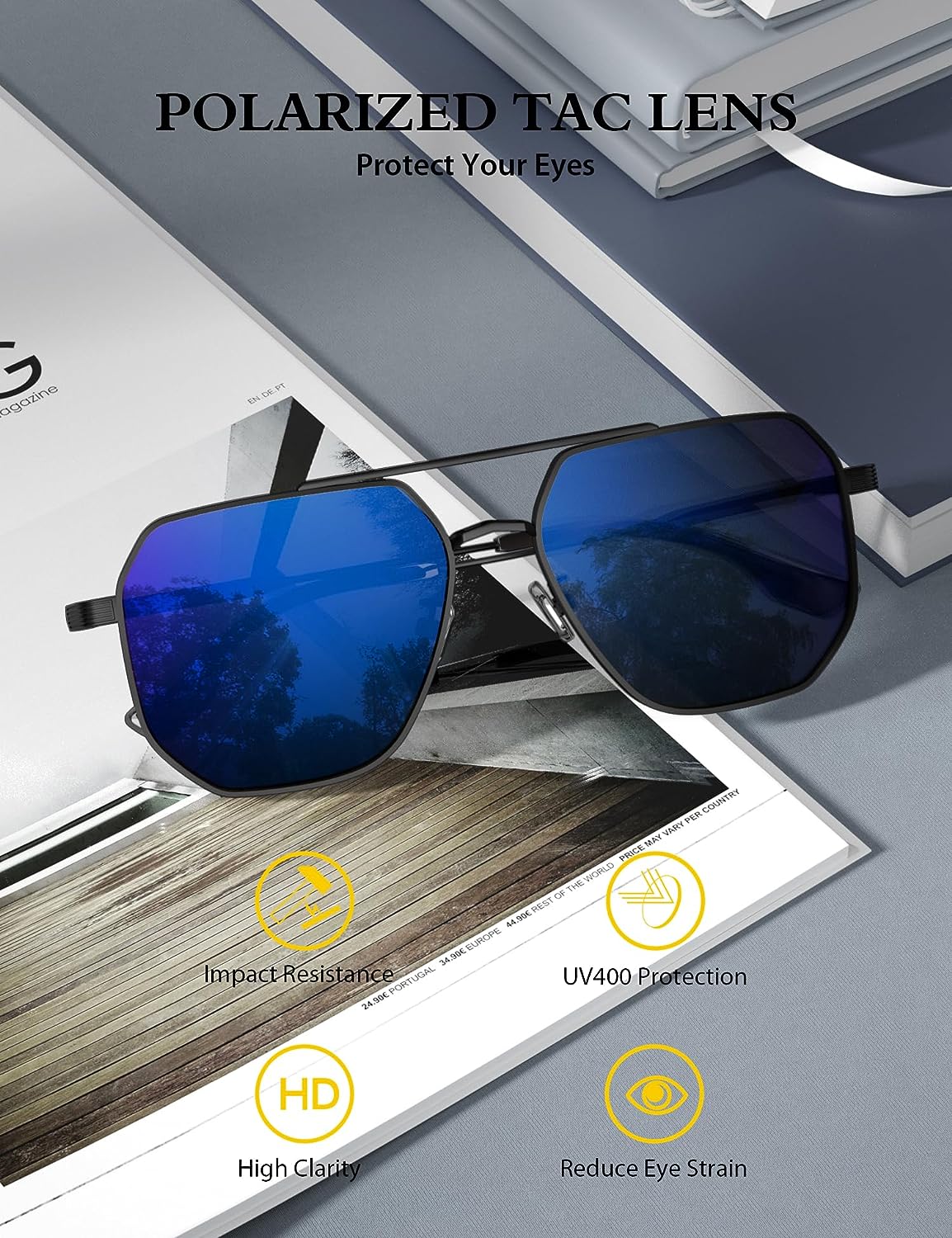 LUENX Aviator Sunglasses for Men Women Polarized - UV 400 Protection with case 60MM