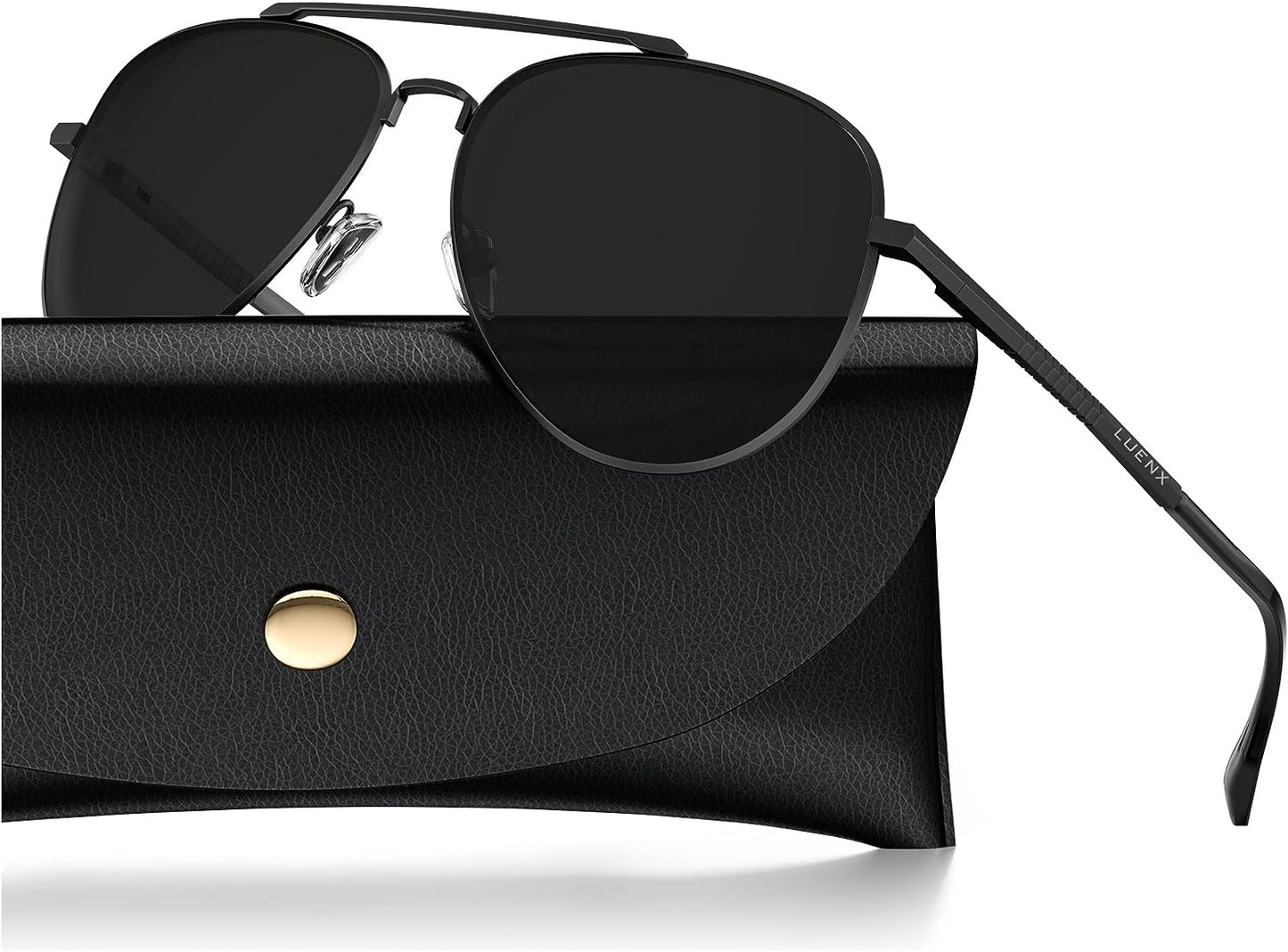 LUENX Aviator Sunglasses for Men Women Polarized - UV 400 Protection with case 60MM