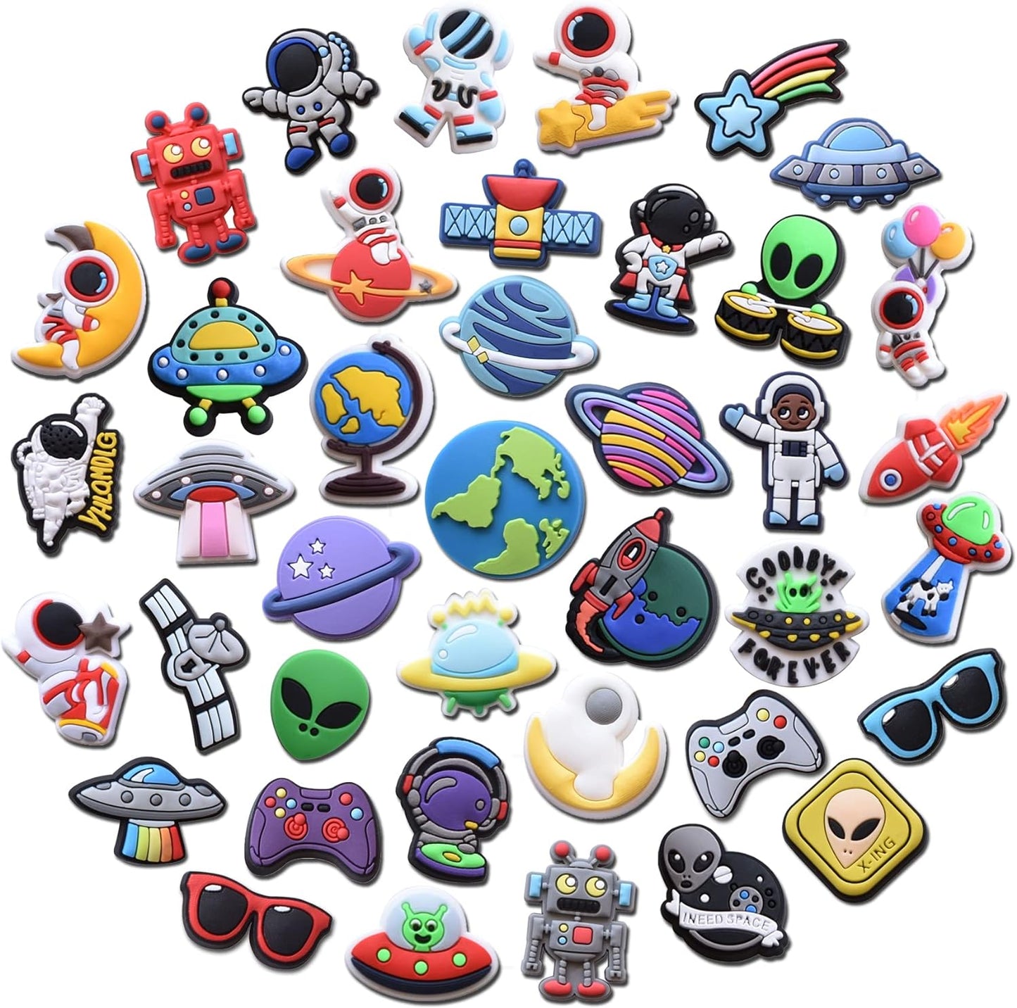 JAEZZIY Shoes Charm Suitable for Teenager Kids Boys Girls Sandals Cute Decoration Cool Car Money Space
