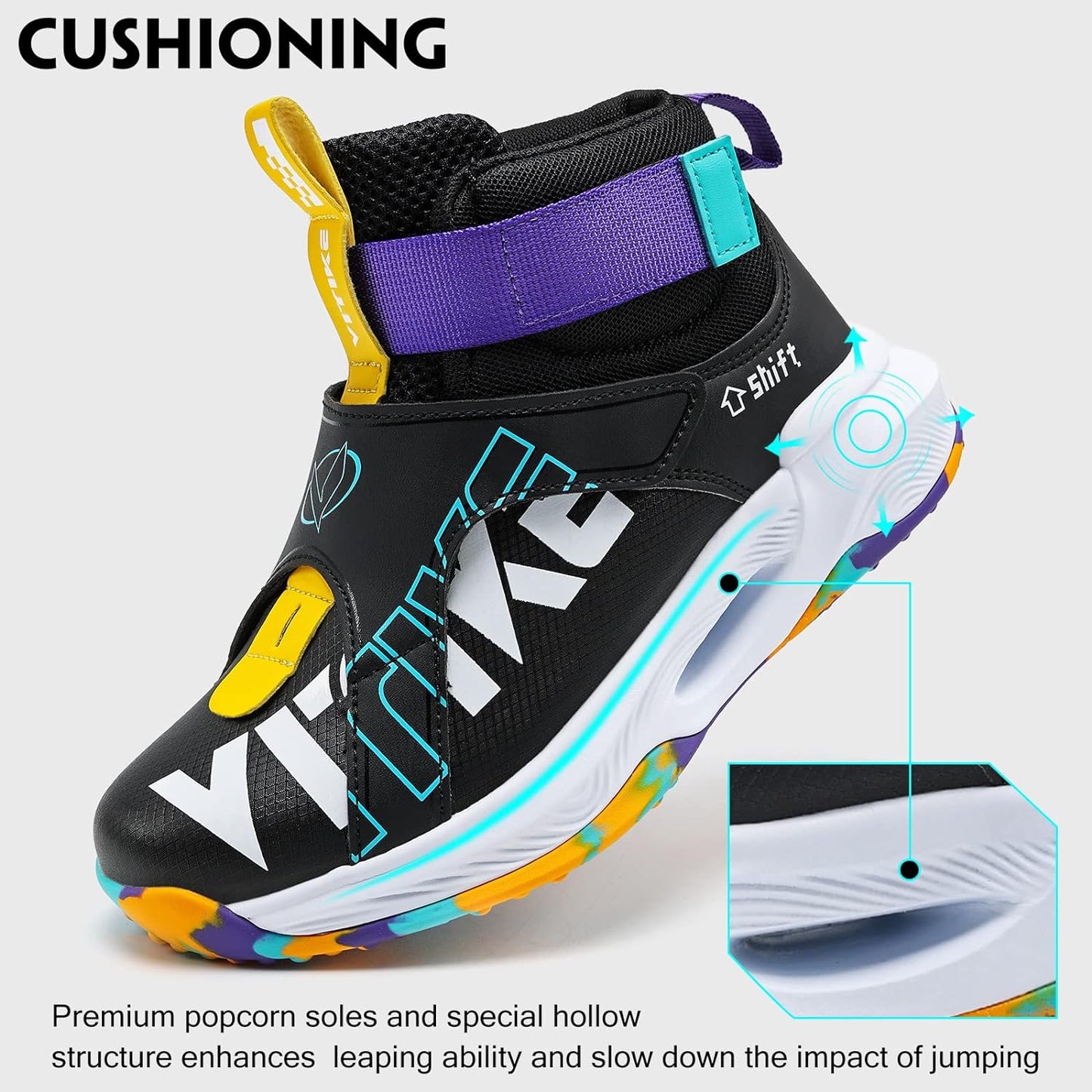 VITUOFLY Kids Basketball Shoes Boys Air Cushion Sneakers Girls Mid Top School Training Shoes Non-Slip Outdoor Sports Shoes Comfortable Boys Running Shoes Durable Little Kid/Big Kid