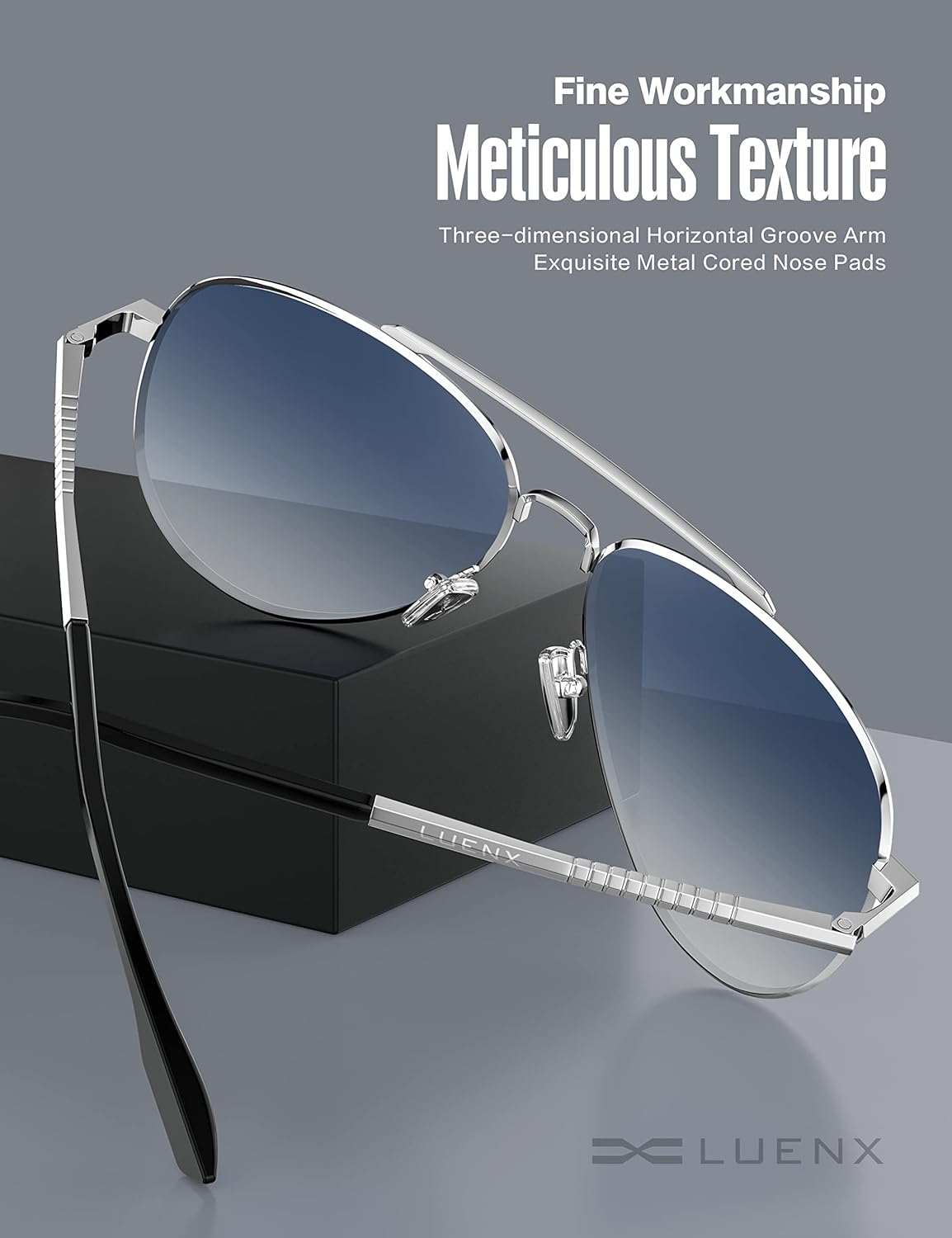 LUENX Aviator Sunglasses for Men Women Polarized - UV 400 Protection with case 60MM