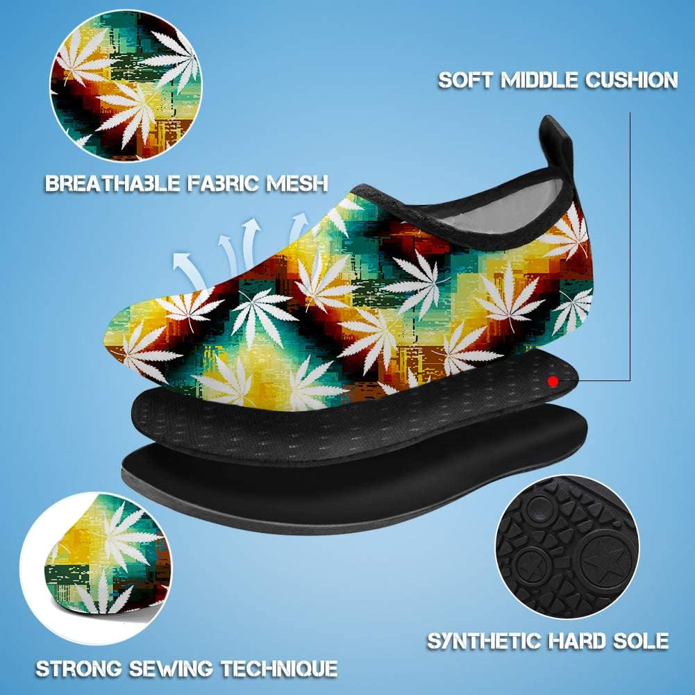WEED WATER SHOES Water Shoes for Mens Womens Quick-Dry Aqua Socks Swim Beach Shoes for Outdoor Surfing Yoga