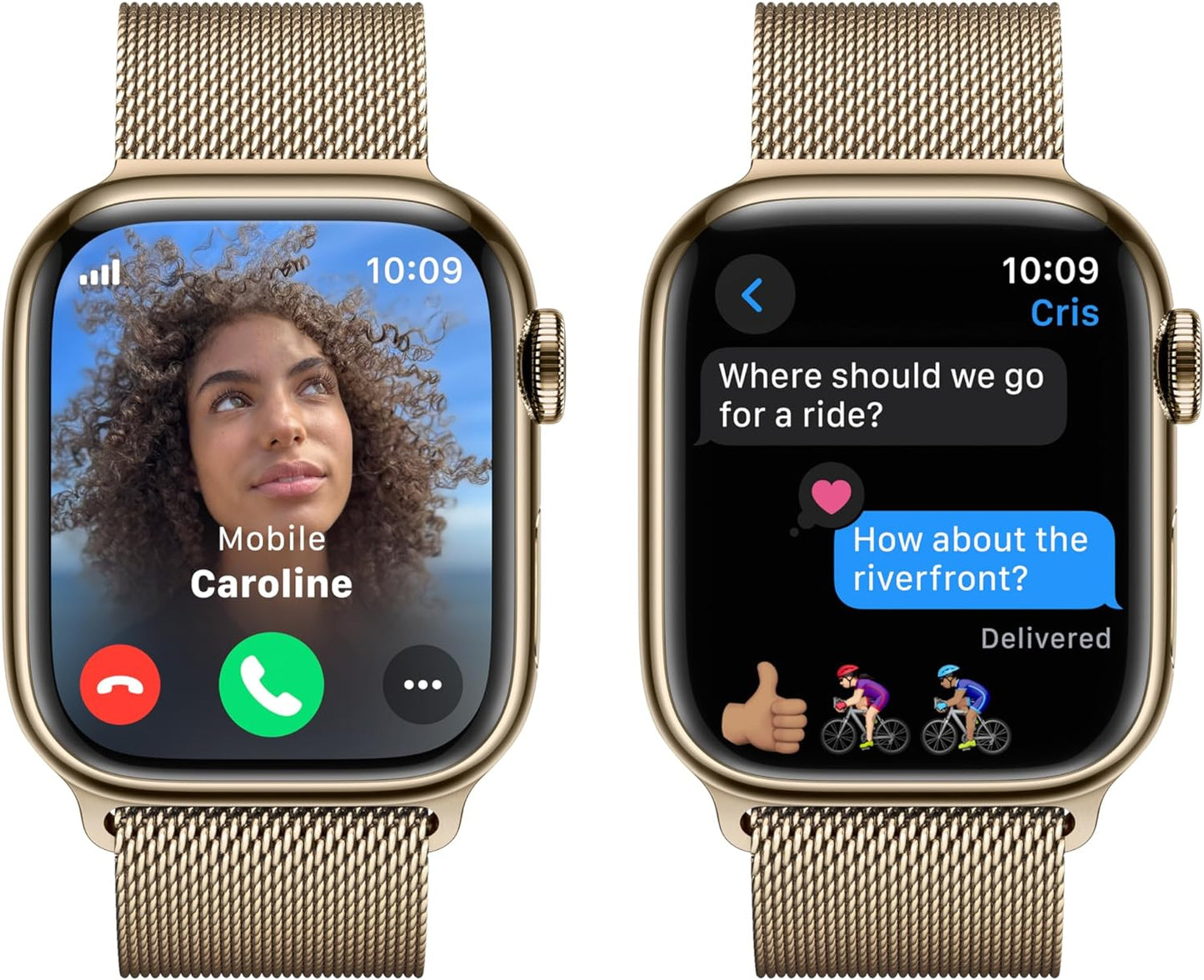 Apple Watch Series 9 [GPS + Cellular 41mm] Smartwatch with Gold Stainless Steel Case with Gold Sport Band S/M. Fitness Tracker, Blood Oxygen & ECG Apps, Always-On Retina Display