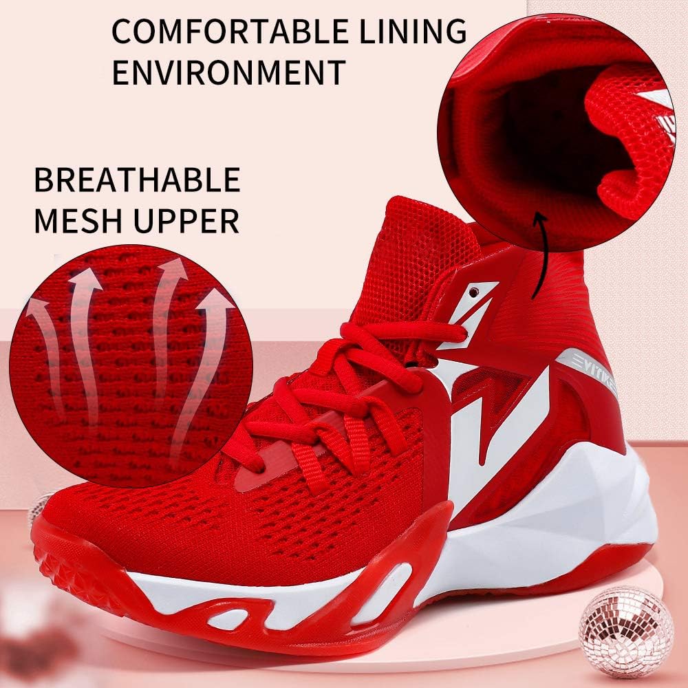 VITUOFLY Kids Basketball Shoes Boys Air Cushion Sneakers Girls Mid Top School Training Shoes Non-Slip Outdoor Sports Shoes Comfortable Boys Running Shoes Durable Little Kid/Big Kid