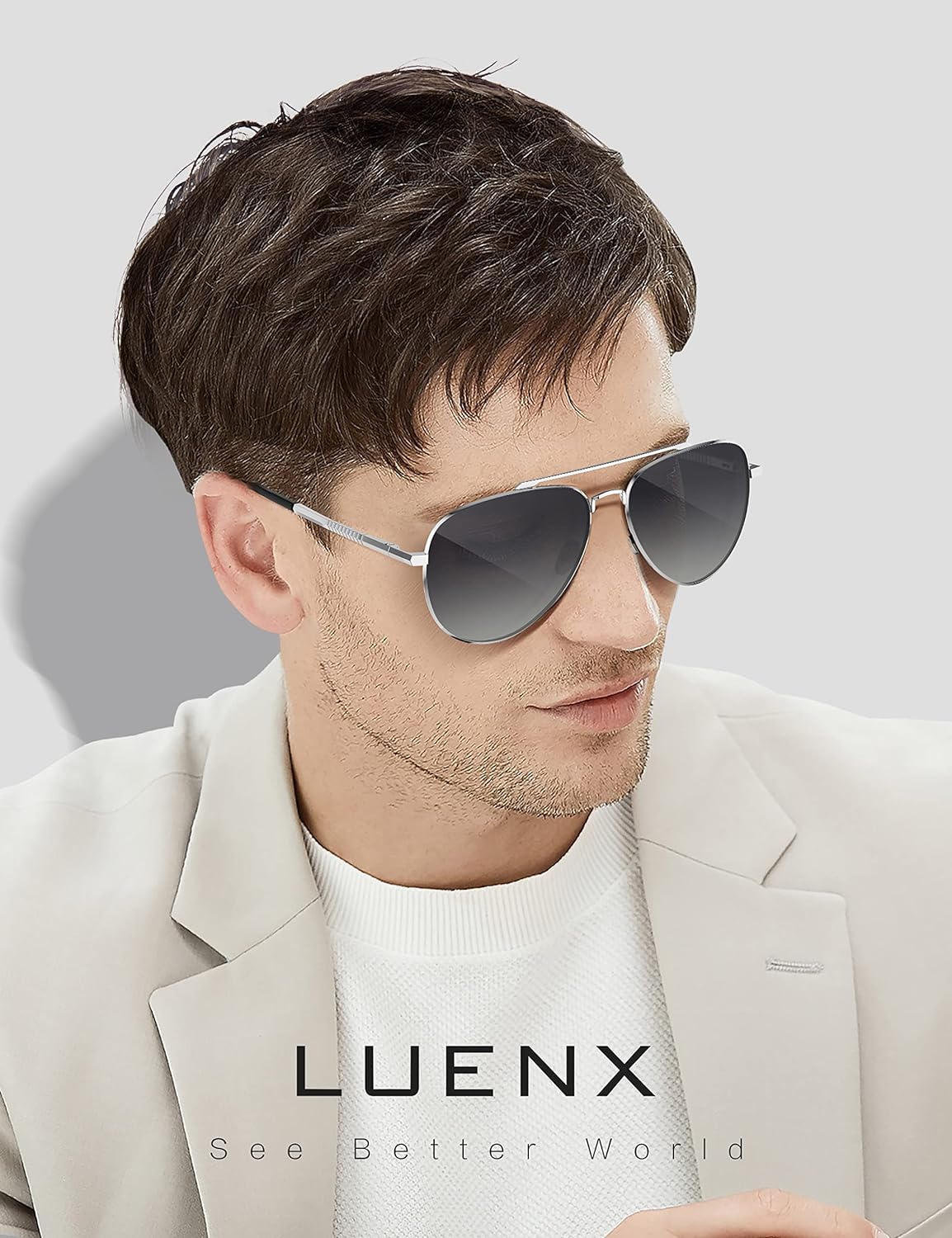 LUENX Aviator Sunglasses for Men Women Polarized - UV 400 Protection with case 60MM