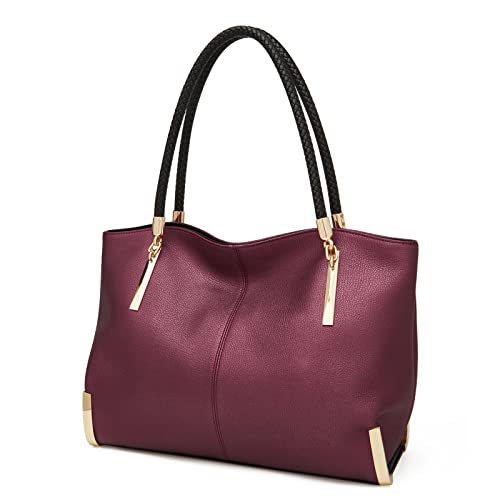 FOXLOVER Large Capacity Tote Handbags for Women, Genuine Leather Ladies Top-handle Bags Fashion Shoulder Bags Purses