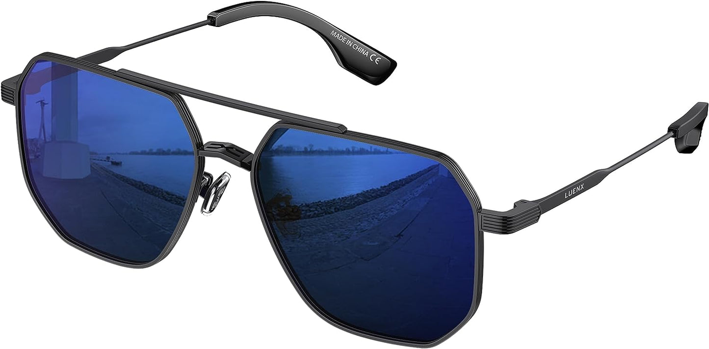 LUENX Aviator Sunglasses for Men Women Polarized - UV 400 Protection with case 60MM