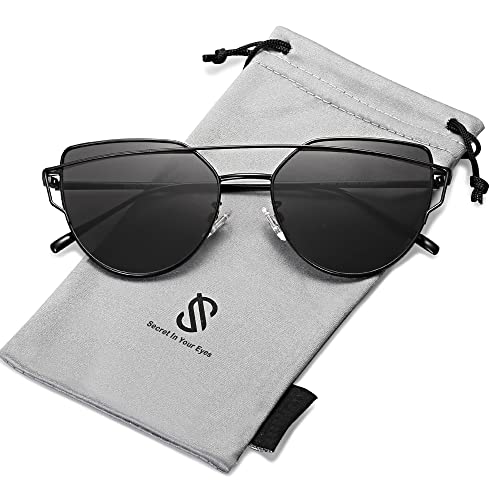 SOJOS Cat Eye Sunglasses for Women Fashion Designer Style Mirrored Lenses
