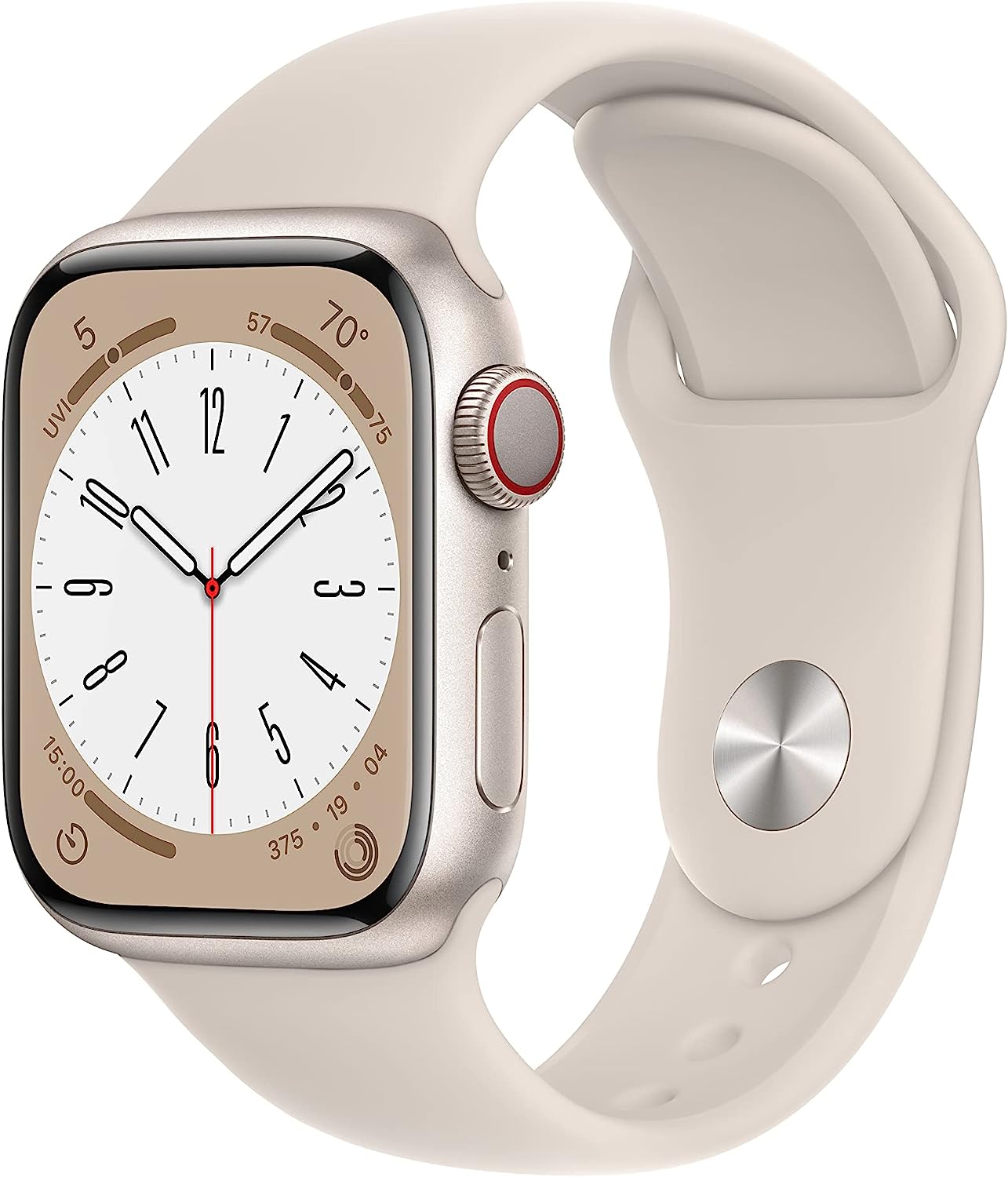 Apple Watch Series 8 [GPS + Cellular 41mm] Smart Watch w/Starlight Aluminum Case with Starlight Sport Band - S/M. Fitness Tracker, Blood Oxygen & ECG Apps, Always-On Retina Display, Water Resistant