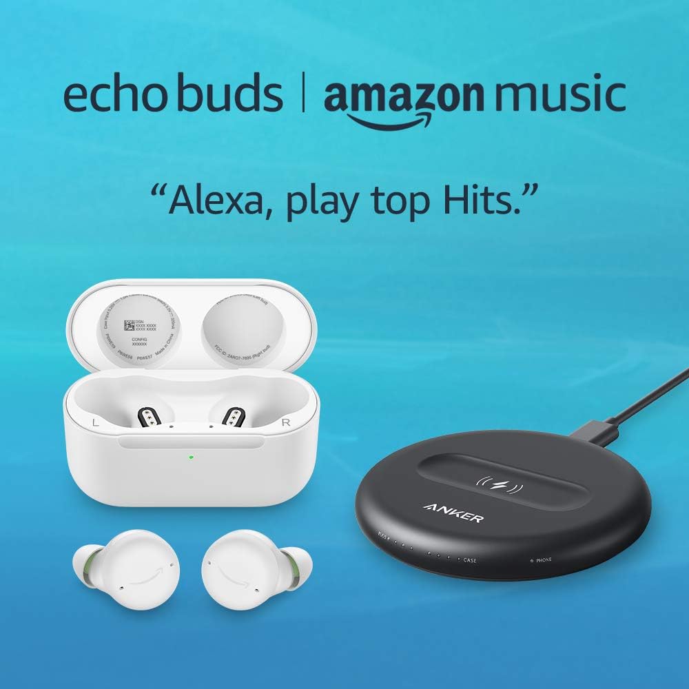 Echo Buds with Active Noise Cancellation (2021 release, 2nd gen) | Wired charging case | Black