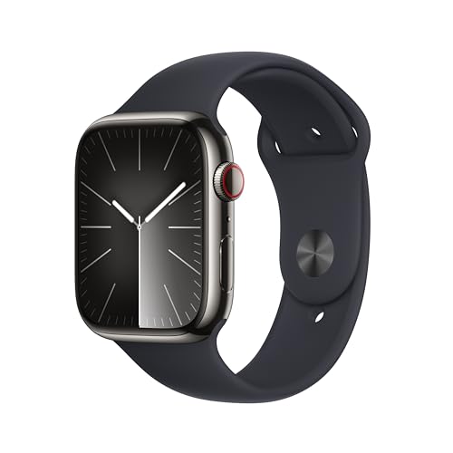 Apple Watch Series 9 [GPS + Cellular 41mm] Smartwatch with Gold Stainless Steel Case with Gold Sport Band S/M. Fitness Tracker, Blood Oxygen & ECG Apps, Always-On Retina Display