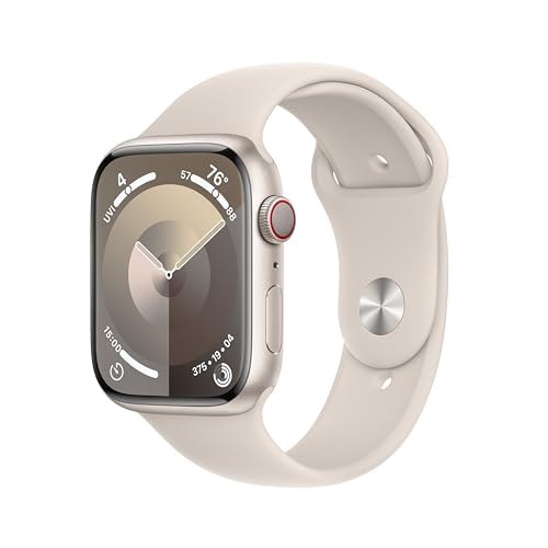 Apple Watch Series 9 [GPS + Cellular 41mm] Smartwatch with Gold Stainless Steel Case with Gold Sport Band S/M. Fitness Tracker, Blood Oxygen & ECG Apps, Always-On Retina Display