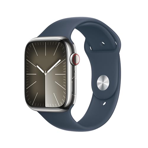 Apple Watch Series 9 [GPS + Cellular 41mm] Smartwatch with Gold Stainless Steel Case with Gold Sport Band S/M. Fitness Tracker, Blood Oxygen & ECG Apps, Always-On Retina Display