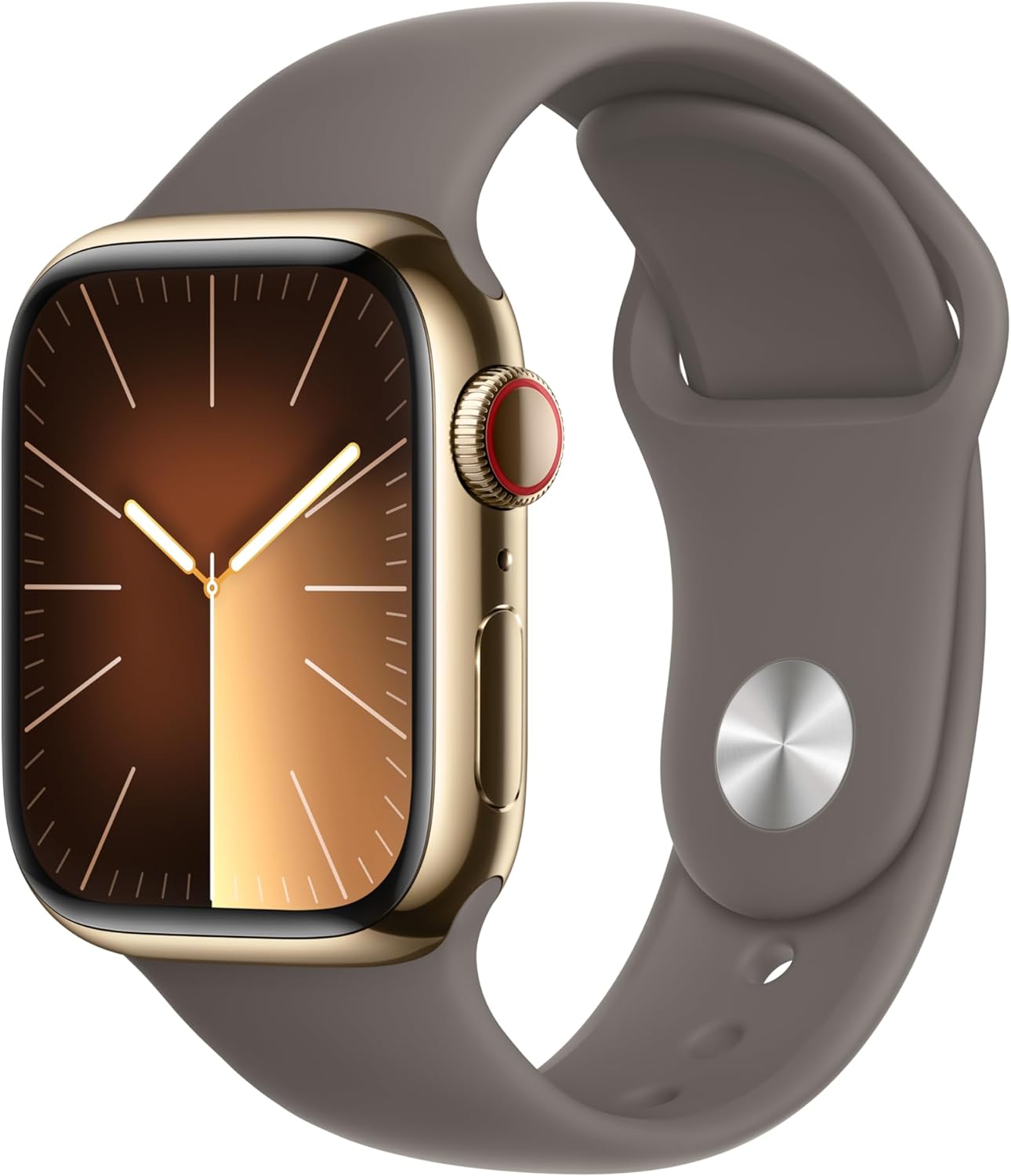 Apple Watch Series 9 [GPS + Cellular 41mm] Smartwatch with Gold Stainless Steel Case with Gold Sport Band S/M. Fitness Tracker, Blood Oxygen & ECG Apps, Always-On Retina Display
