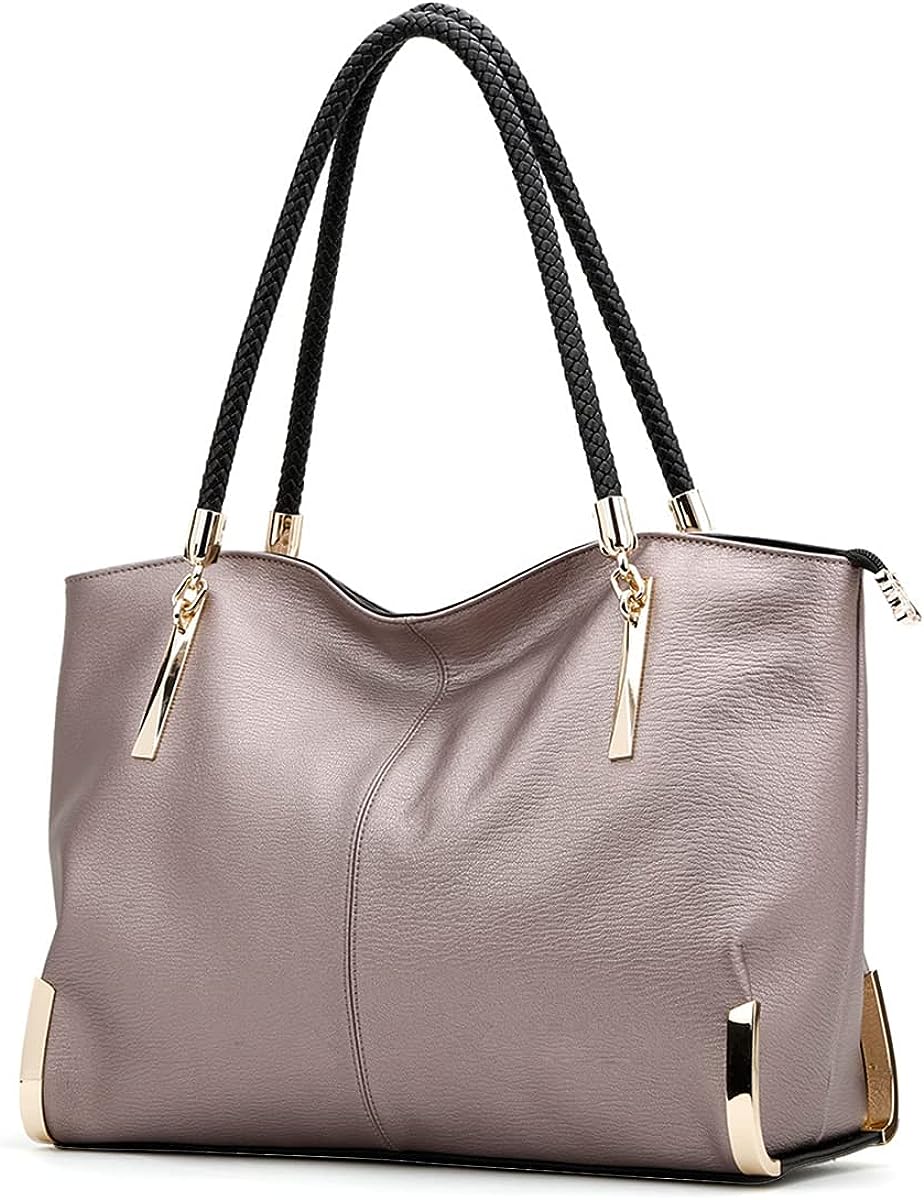 FOXLOVER Large Capacity Tote Handbags for Women, Genuine Leather Ladies Top-handle Bags Fashion Shoulder Bags Purses