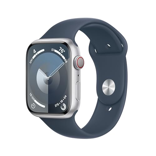 Apple Watch Series 9 [GPS + Cellular 41mm] Smartwatch with Gold Stainless Steel Case with Gold Sport Band S/M. Fitness Tracker, Blood Oxygen & ECG Apps, Always-On Retina Display
