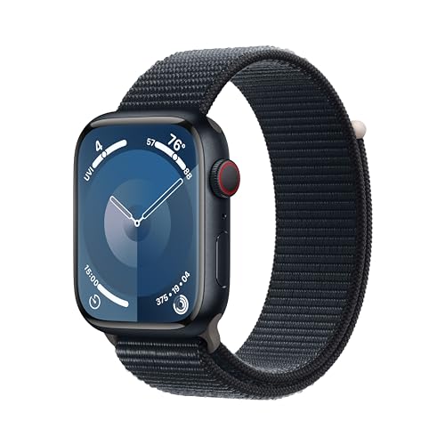 Apple Watch Series 9 [GPS + Cellular 41mm] Smartwatch with Gold Stainless Steel Case with Gold Sport Band S/M. Fitness Tracker, Blood Oxygen & ECG Apps, Always-On Retina Display