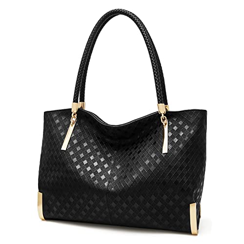 FOXLOVER Large Capacity Tote Handbags for Women, Genuine Leather Ladies Top-handle Bags Fashion Shoulder Bags Purses