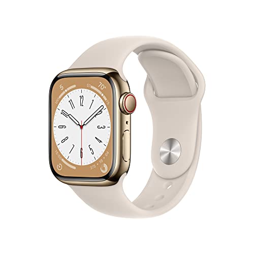 Apple Watch Series 8 [GPS + Cellular 41mm] Smart Watch w/Starlight Aluminum Case with Starlight Sport Band - S/M. Fitness Tracker, Blood Oxygen & ECG Apps, Always-On Retina Display, Water Resistant
