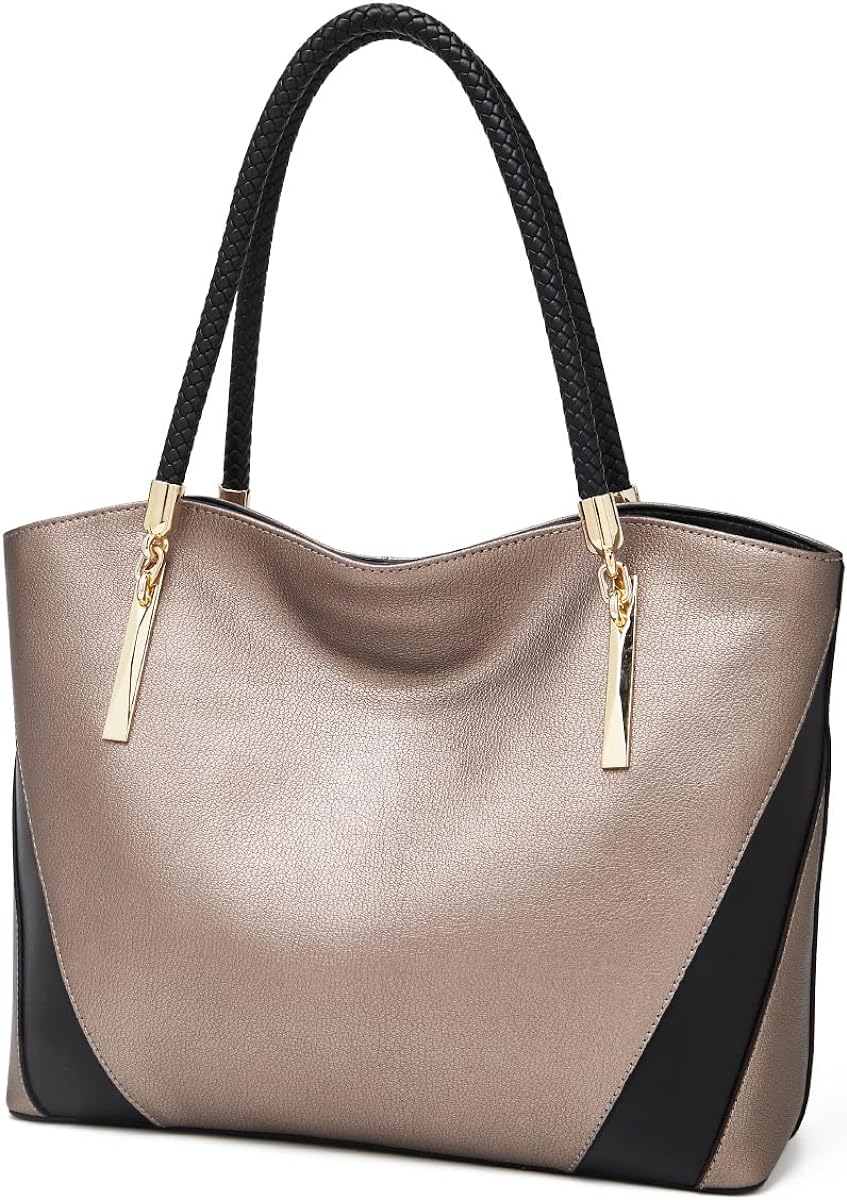 FOXLOVER Large Capacity Tote Handbags for Women, Genuine Leather Ladies Top-handle Bags Fashion Shoulder Bags Purses
