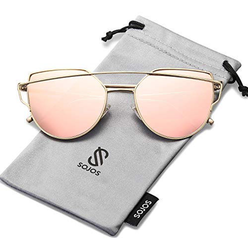 SOJOS Cat Eye Sunglasses for Women Fashion Designer Style Mirrored Lenses