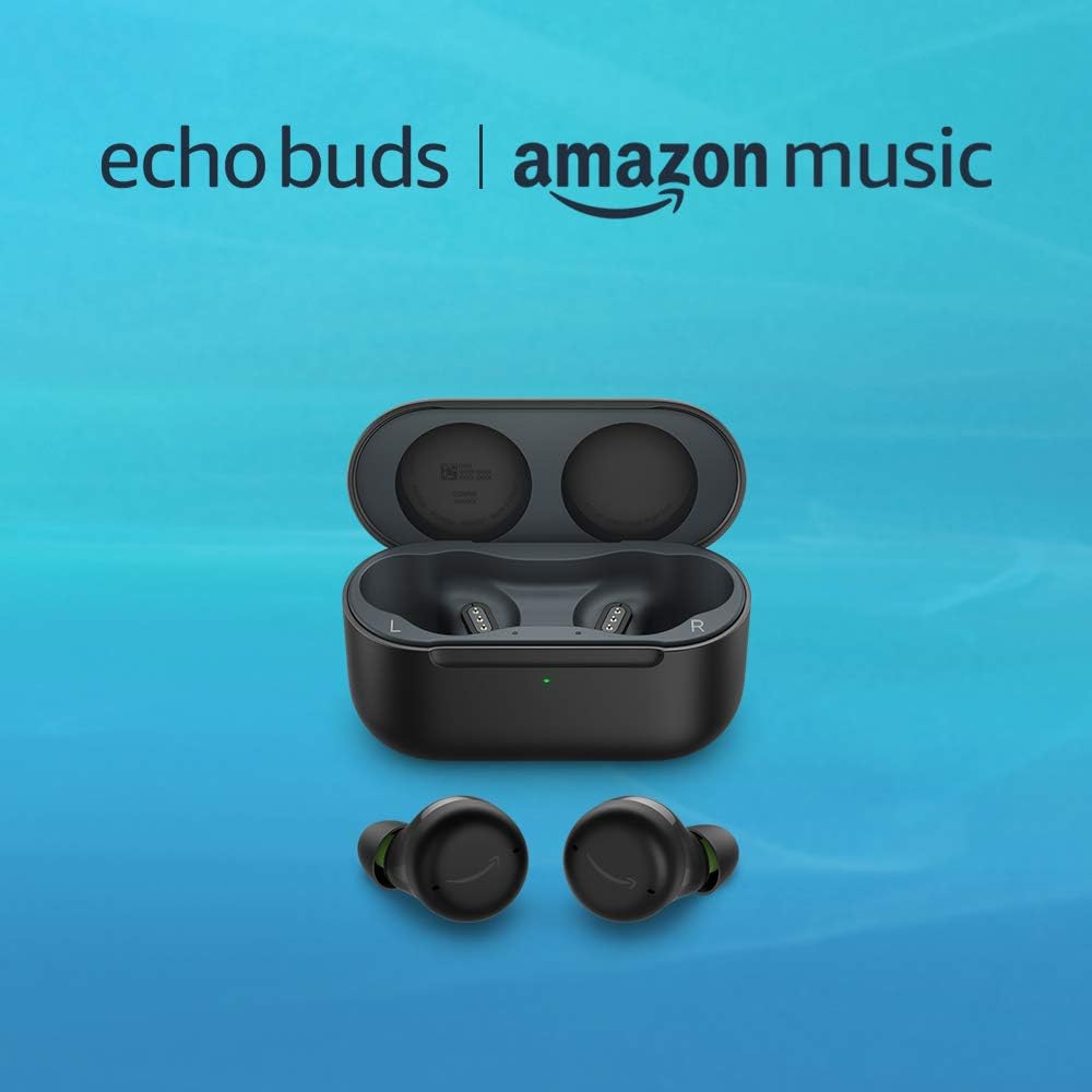 Echo Buds with Active Noise Cancellation (2021 release, 2nd gen) | Wired charging case | Black