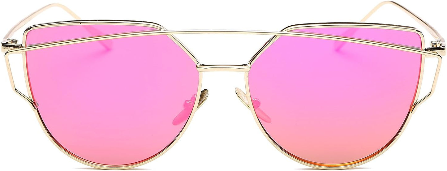 SOJOS Cat Eye Sunglasses for Women Fashion Designer Style Mirrored Lenses