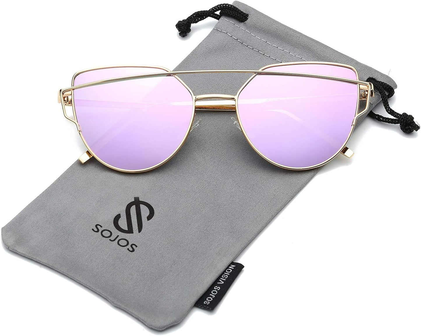 SOJOS Cat Eye Sunglasses for Women Fashion Designer Style Mirrored Lenses