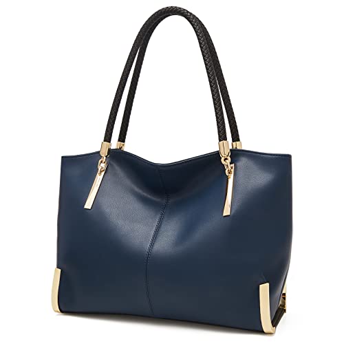 FOXLOVER Large Capacity Tote Handbags for Women, Genuine Leather Ladies Top-handle Bags Fashion Shoulder Bags Purses