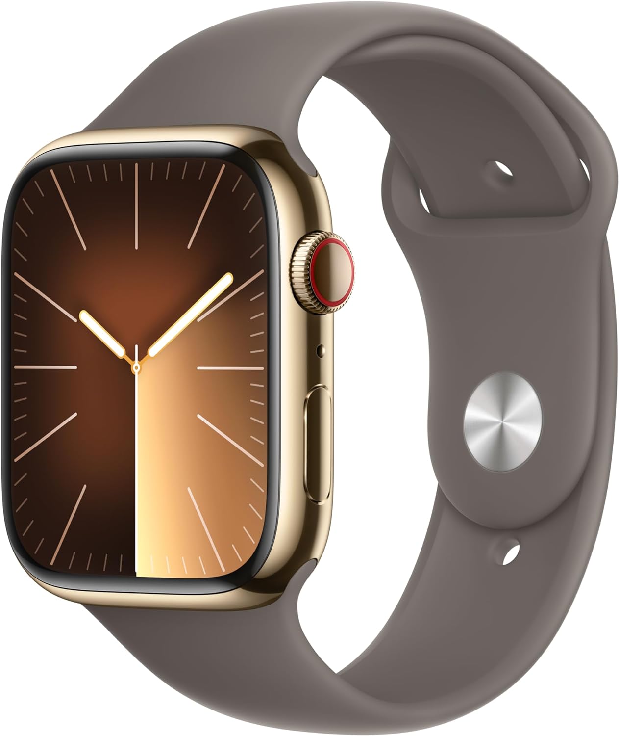 Apple Watch Series 9 [GPS + Cellular 41mm] Smartwatch with Gold Stainless Steel Case with Gold Sport Band S/M. Fitness Tracker, Blood Oxygen & ECG Apps, Always-On Retina Display