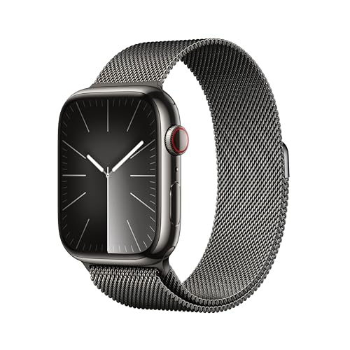 Apple Watch Series 9 [GPS + Cellular 41mm] Smartwatch with Gold Stainless Steel Case with Gold Sport Band S/M. Fitness Tracker, Blood Oxygen & ECG Apps, Always-On Retina Display