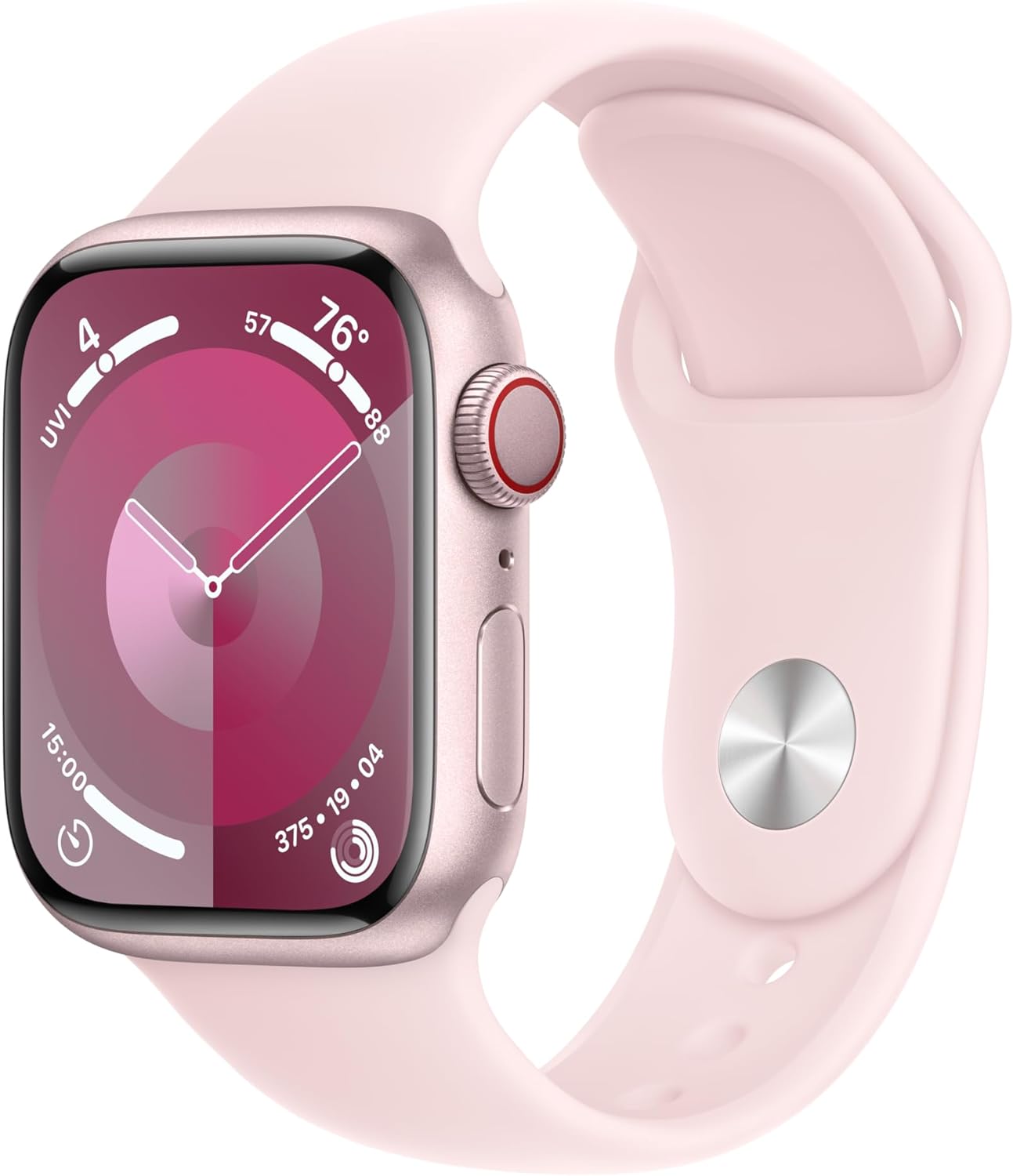 Apple Watch Series 9 [GPS + Cellular 41mm] Smartwatch with Gold Stainless Steel Case with Gold Sport Band S/M. Fitness Tracker, Blood Oxygen & ECG Apps, Always-On Retina Display