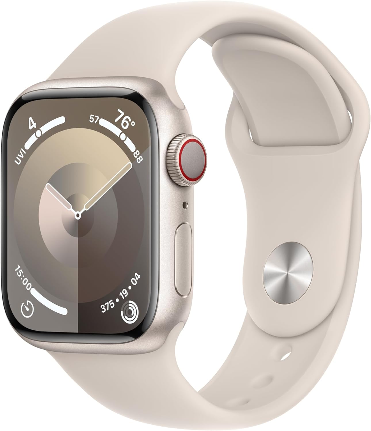 Apple Watch Series 9 [GPS + Cellular 41mm] Smartwatch with Gold Stainless Steel Case with Gold Sport Band S/M. Fitness Tracker, Blood Oxygen & ECG Apps, Always-On Retina Display