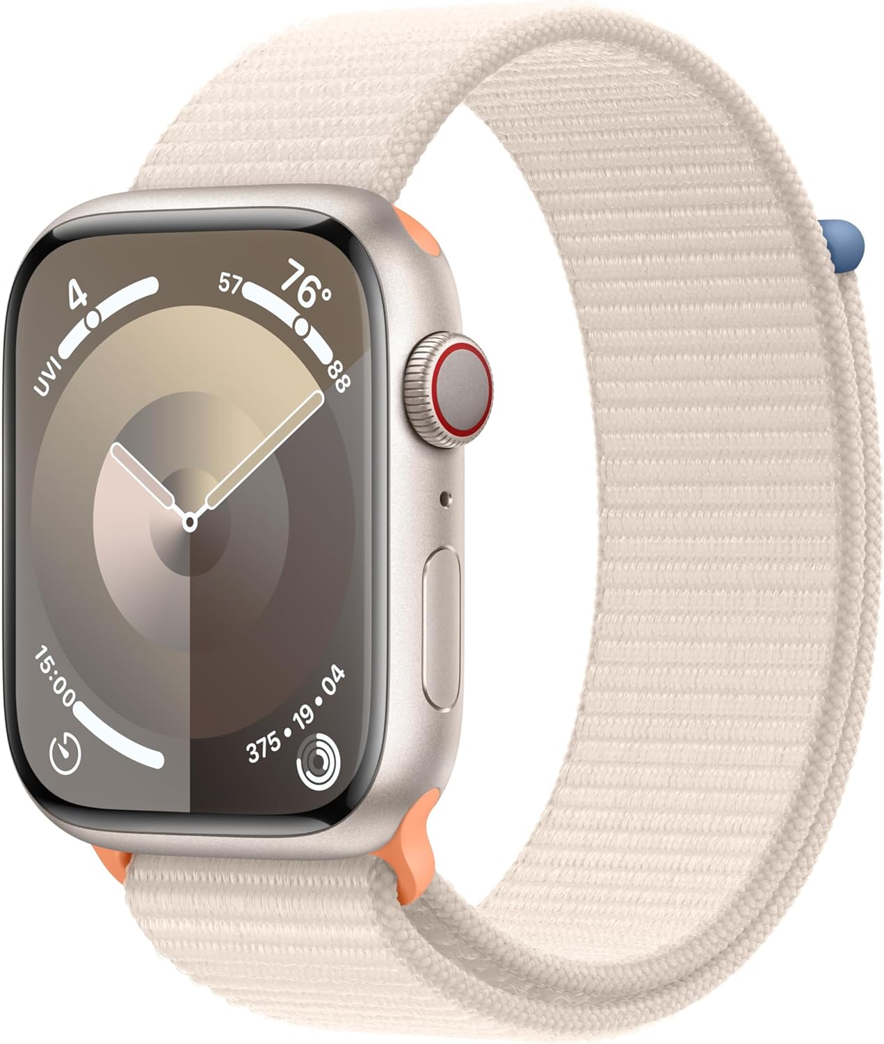 Apple Watch Series 9 [GPS + Cellular 41mm] Smartwatch with Gold Stainless Steel Case with Gold Sport Band S/M. Fitness Tracker, Blood Oxygen & ECG Apps, Always-On Retina Display